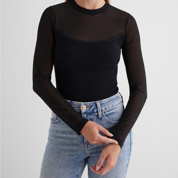 NWT Express Mesh Long Sleeve Sweater Bodysuit - Picture 5 of 7